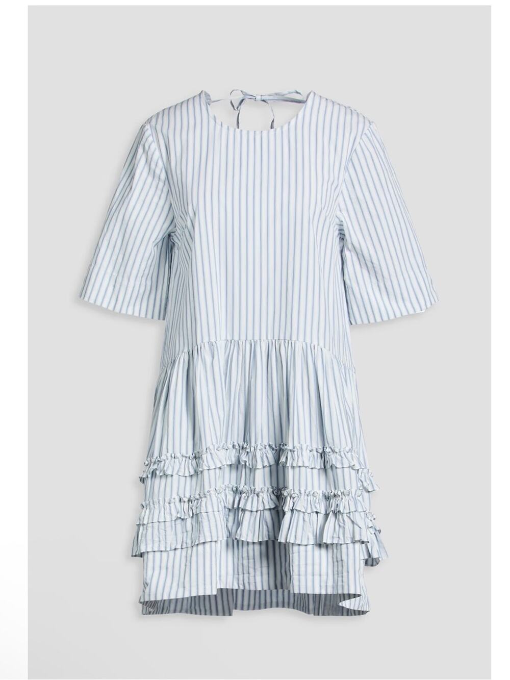 Ganni Striped Ruffle Mini Poplin Dress Sz 38 (M)
